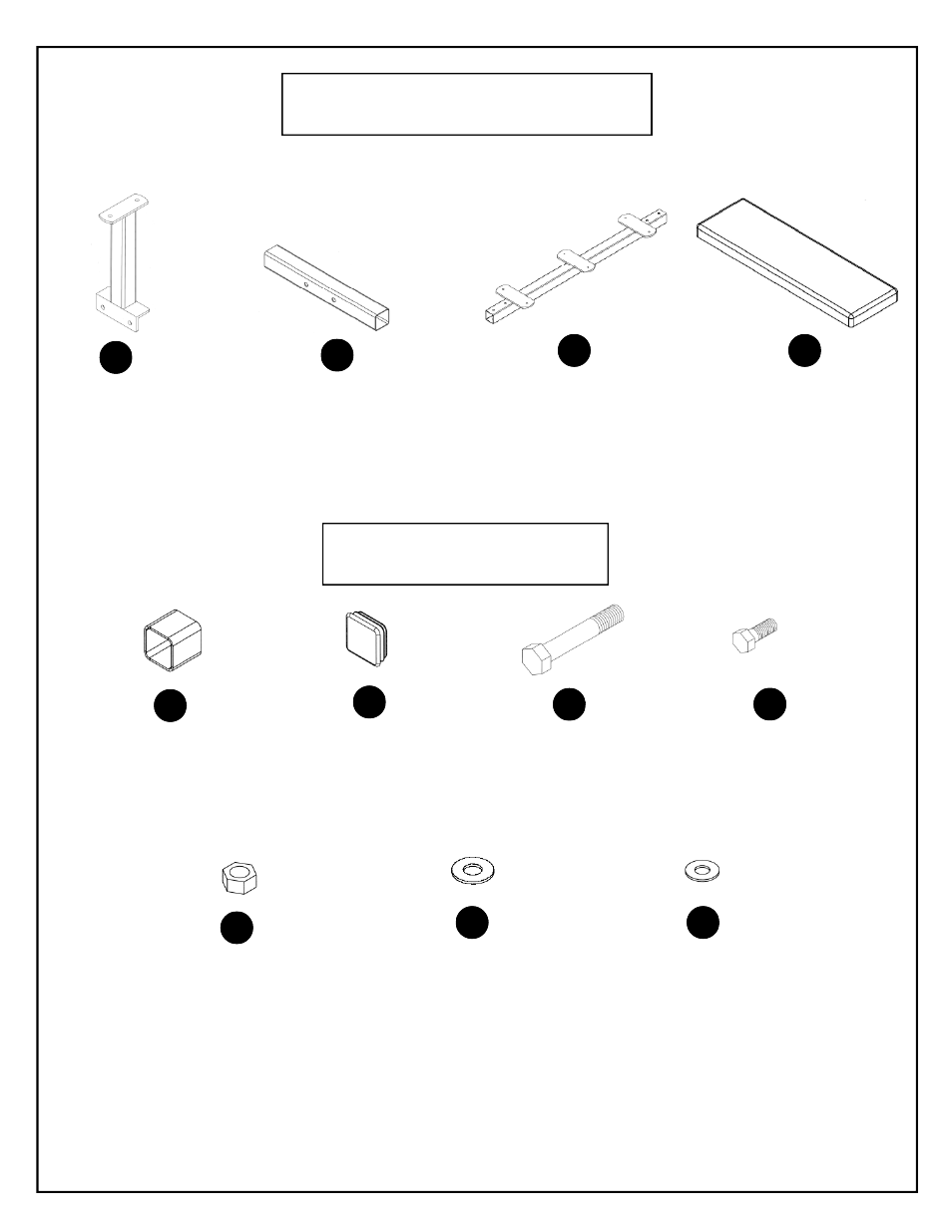 Box contents, Hardware, For your safety read all instructions carefully | Deltech Fitness DF1080- Squat Attachment User Manual | Page 2 / 8