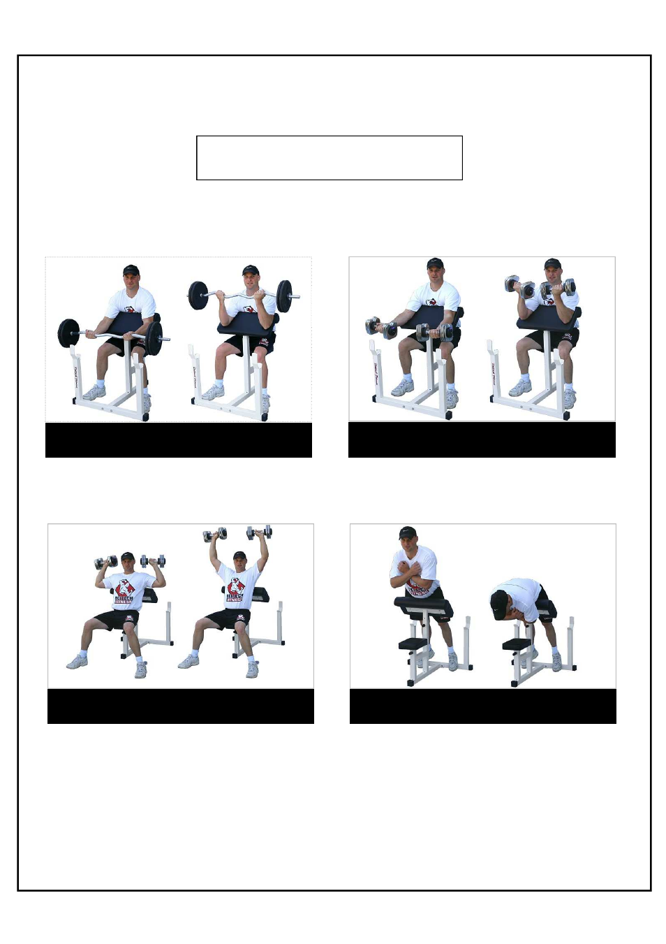 Exercises | Deltech Fitness DF306- Preacher Curl Bench User Manual | Page 6 / 8