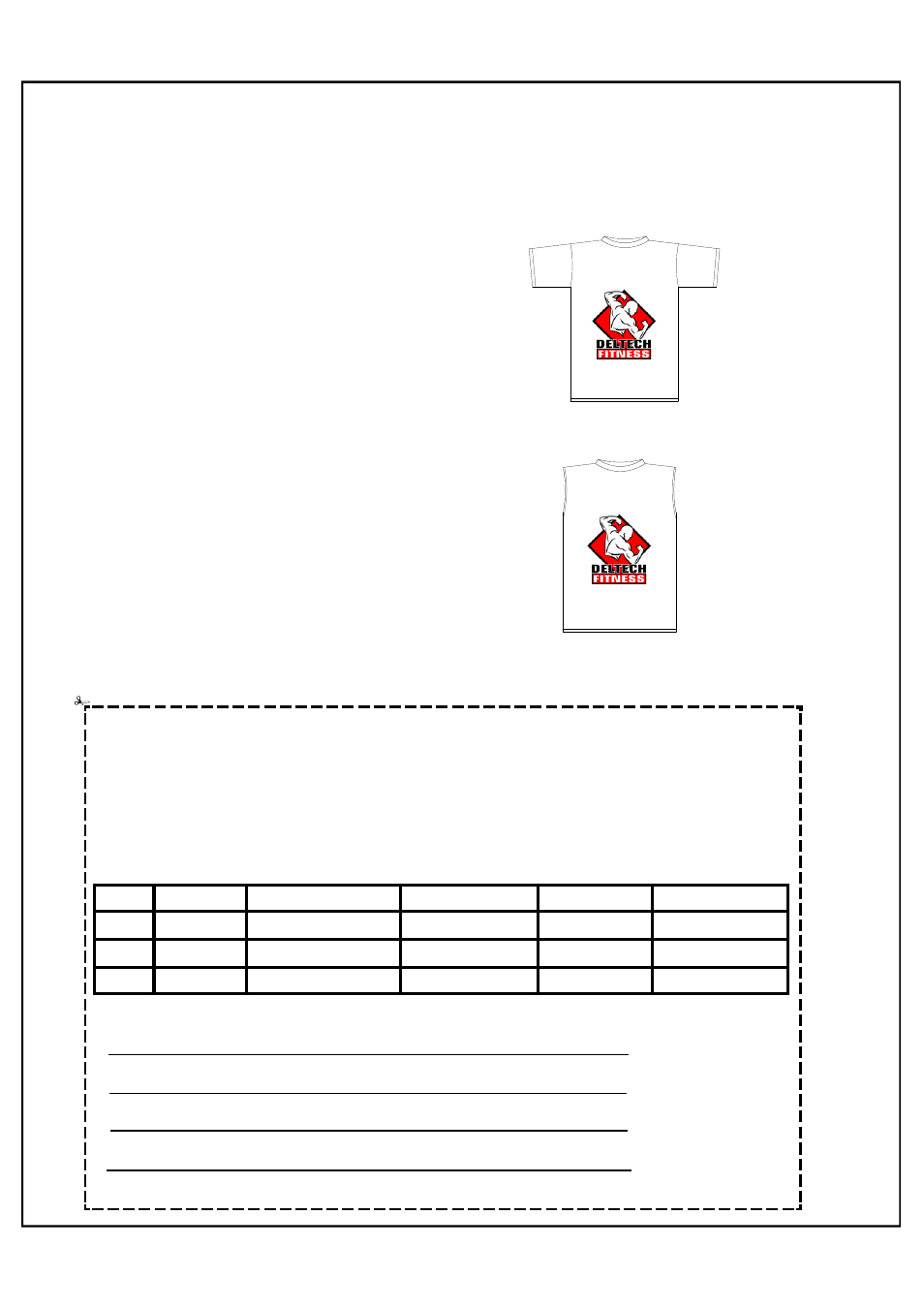 T-shirt order form | Deltech Fitness DF306- Preacher Curl Bench User Manual | Page 8 / 8