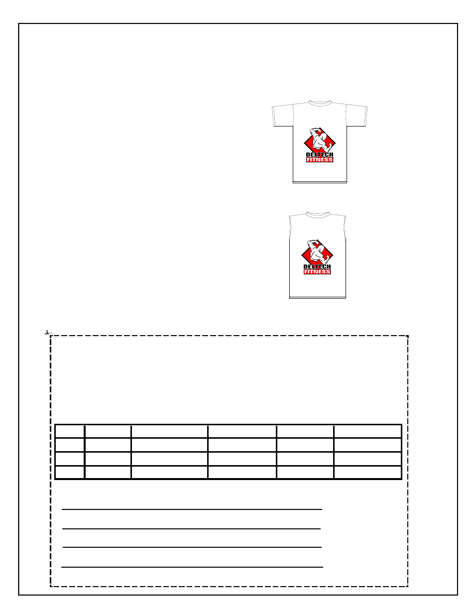 T-shirt order form | Deltech Fitness DF4500- Pro Power Rack User Manual | Page 16 / 16