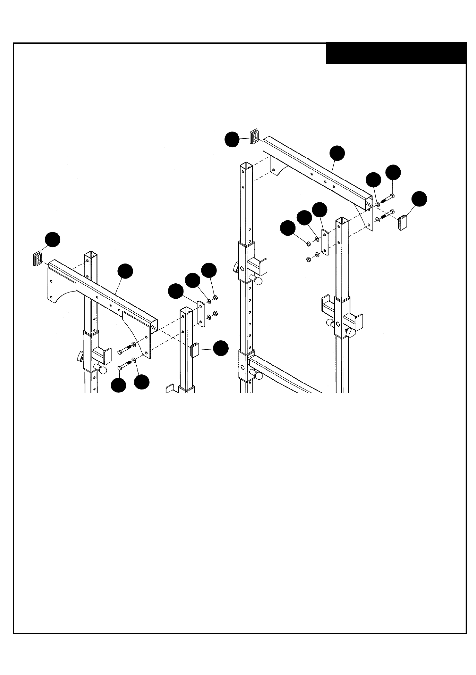Frame assembly | Deltech Fitness DF4500L- Pro Power Rack with Lat Attachment User Manual | Page 9 / 25