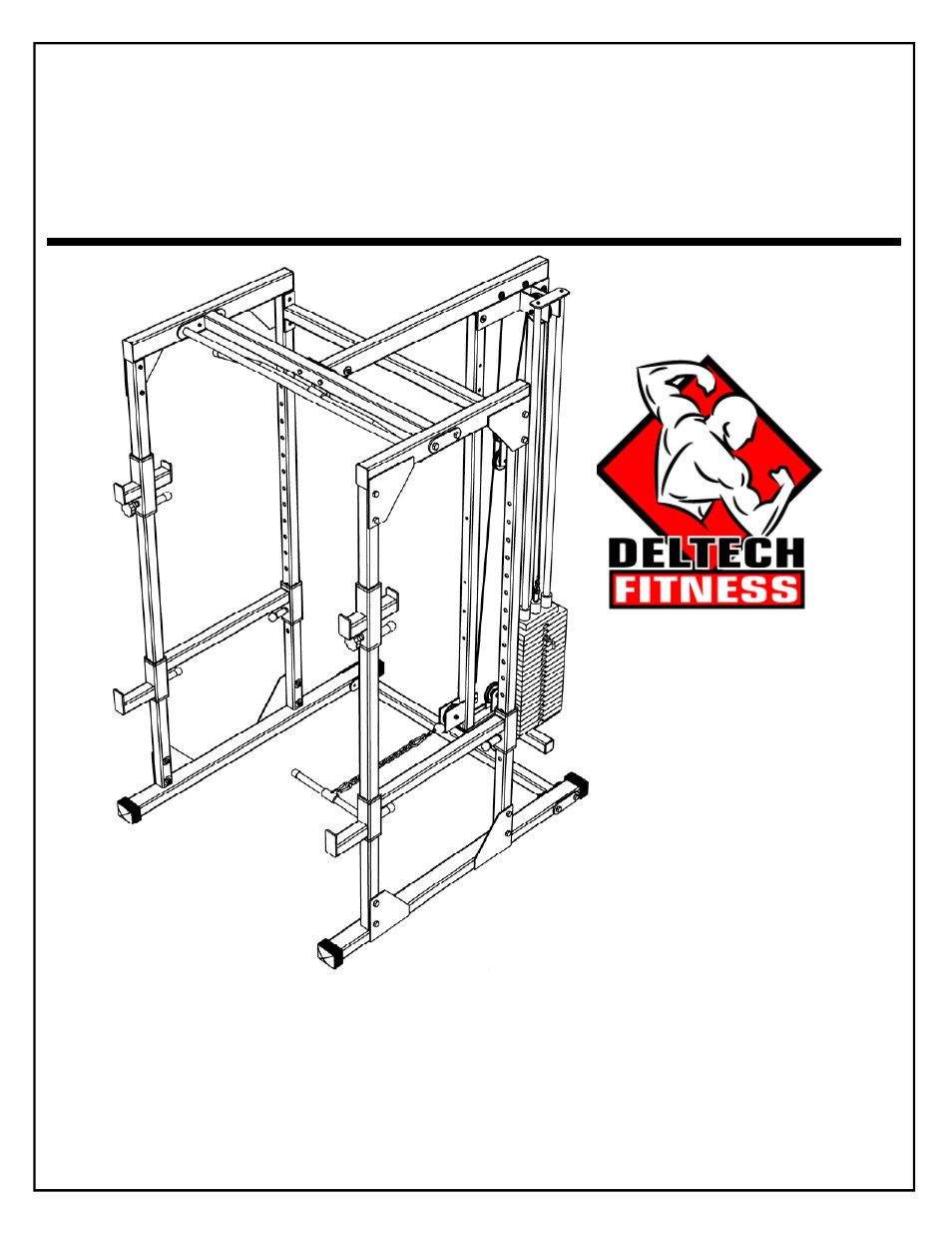 Deltech Fitness DF4500LS- Pro Power Rack with Stack Loaded Lat Attachment User Manual | 24 pages