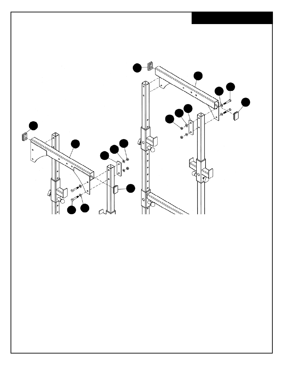 Frame assembly | Deltech Fitness DF4500LS- Pro Power Rack with Stack Loaded Lat Attachment User Manual | Page 9 / 24