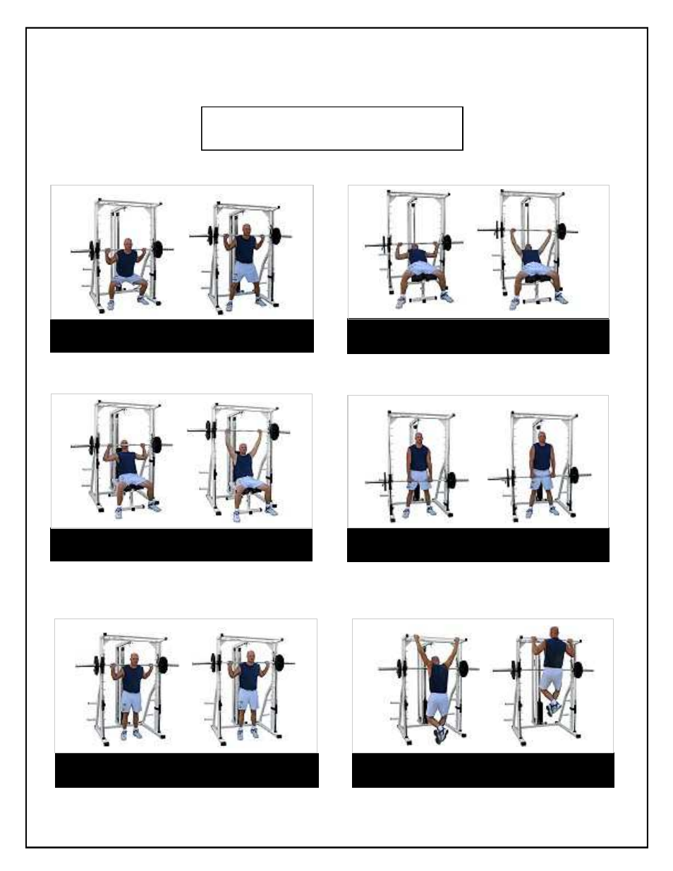 Exercises | Deltech Fitness DF4900- Linear Bearing Smith Machine User Manual | Page 12 / 12