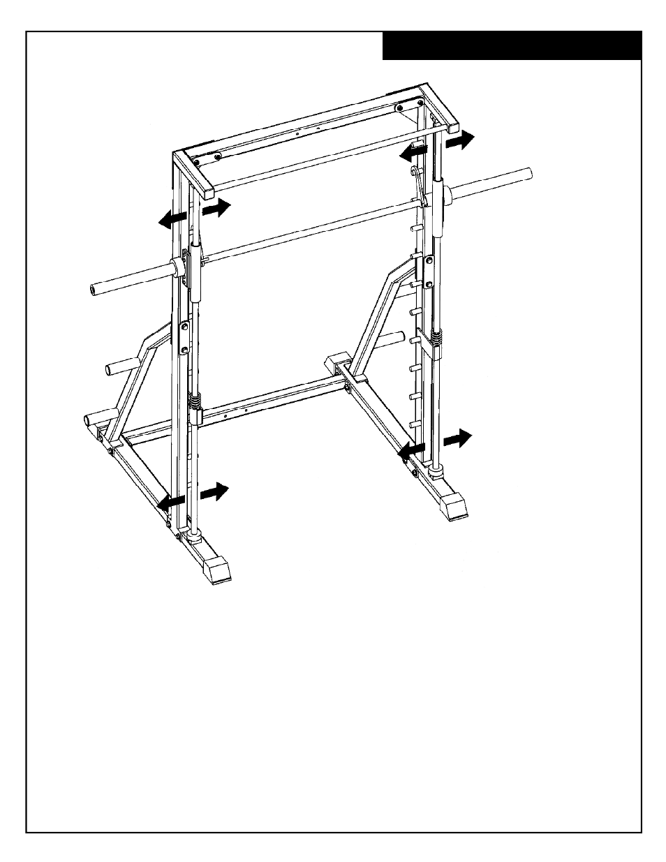 Guide bar adjustment | Deltech Fitness DF4900L- Linear Bearing Smith Machine with Lat Attachment User Manual | Page 10 / 24