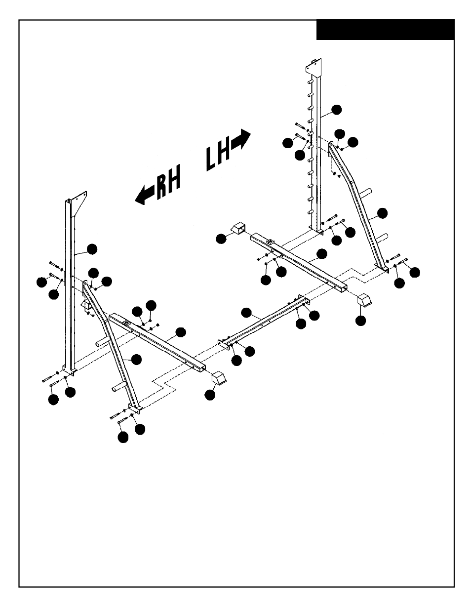 Frame assembly | Deltech Fitness DF4900L- Linear Bearing Smith Machine with Lat Attachment User Manual | Page 5 / 24