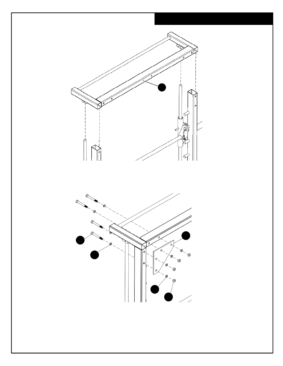 Top frame installation | Deltech Fitness DF4900L- Linear Bearing Smith Machine with Lat Attachment User Manual | Page 9 / 24