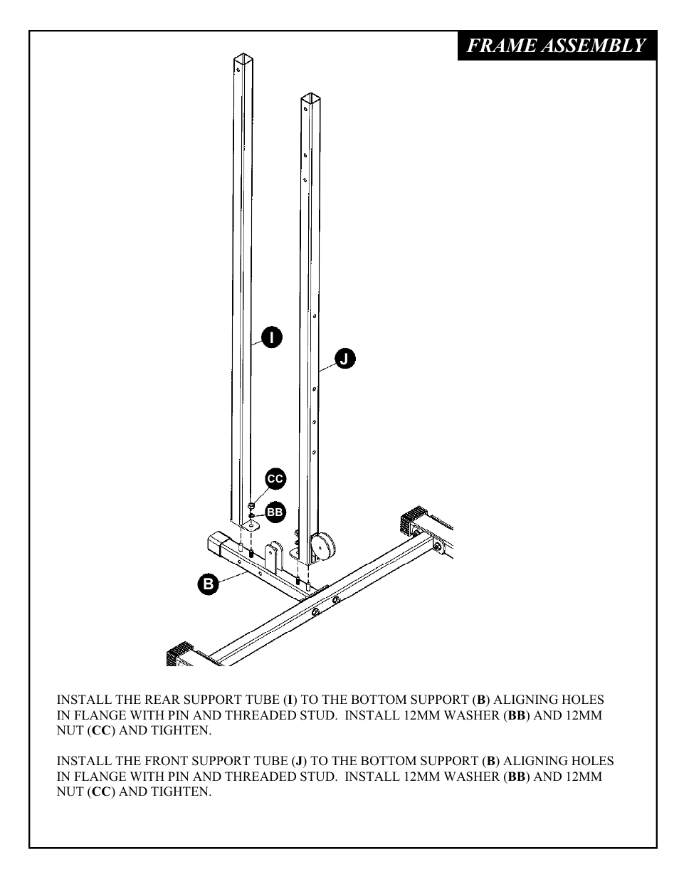 Frame assembly | Deltech Fitness DF4900LS- Linear Bearing Smith Machine with Stack Loaded Lat Attachment User Manual | Page 17 / 28