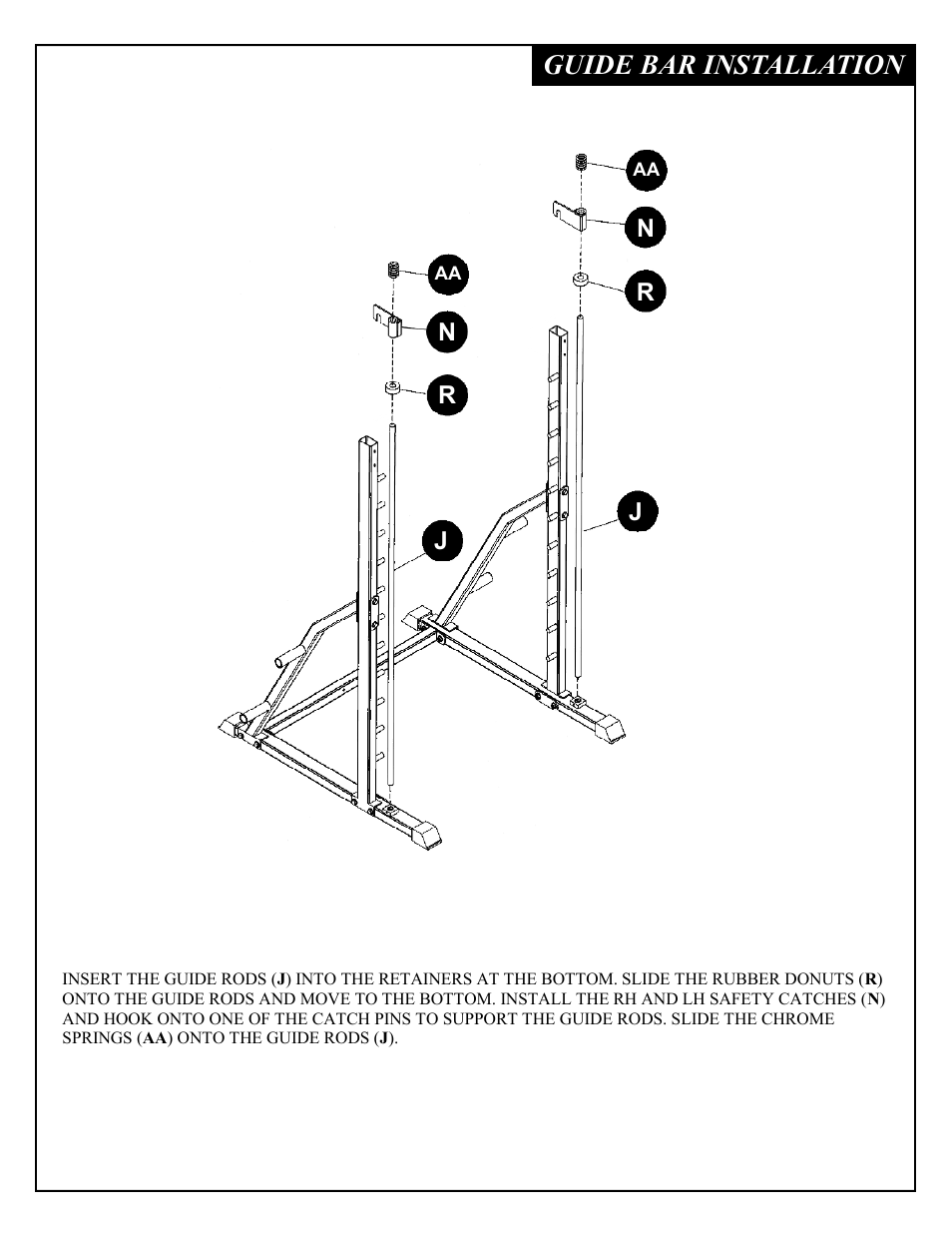 Guide bar installation | Deltech Fitness DF4900LS- Linear Bearing Smith Machine with Stack Loaded Lat Attachment User Manual | Page 7 / 28