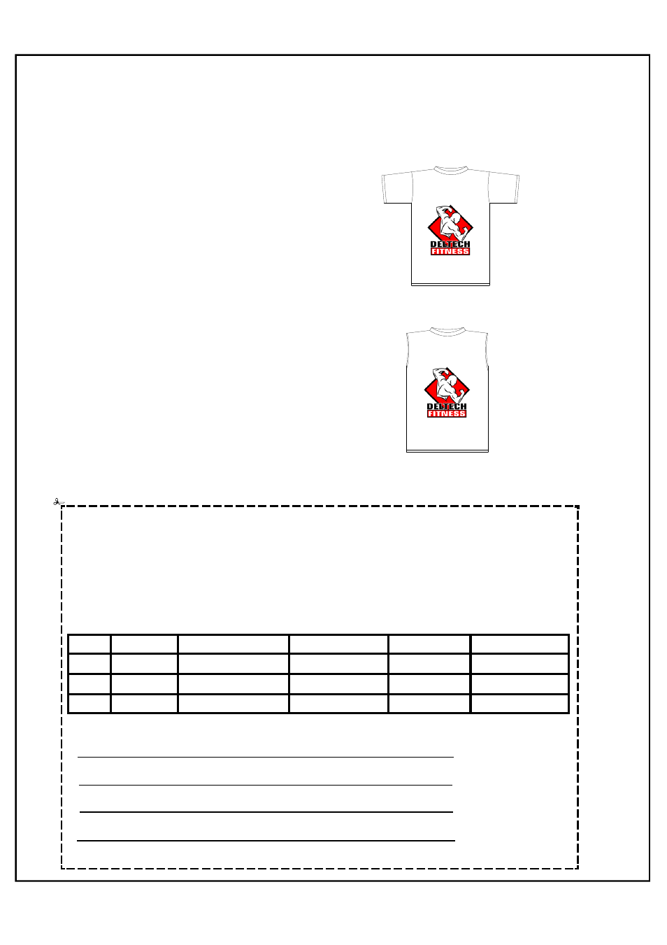 T-shirt order form | Deltech Fitness DF511- 36" Two-Tier Dumbbell Rack User Manual | Page 5 / 5