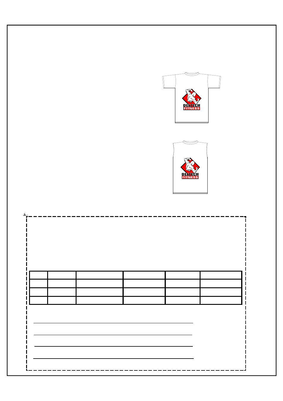 T-shirt order form | Deltech Fitness DF516- 54" Three-Tier Dumbbell Rack User Manual | Page 5 / 5