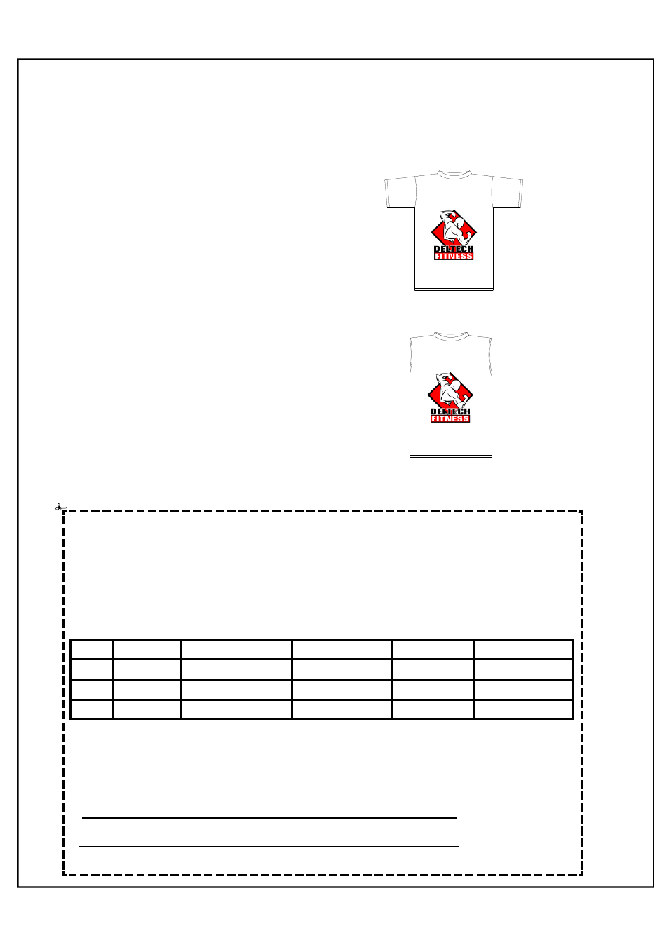 T-shirt order form | Deltech Fitness DF106- Deluxe Leg Developer User Manual | Page 8 / 8