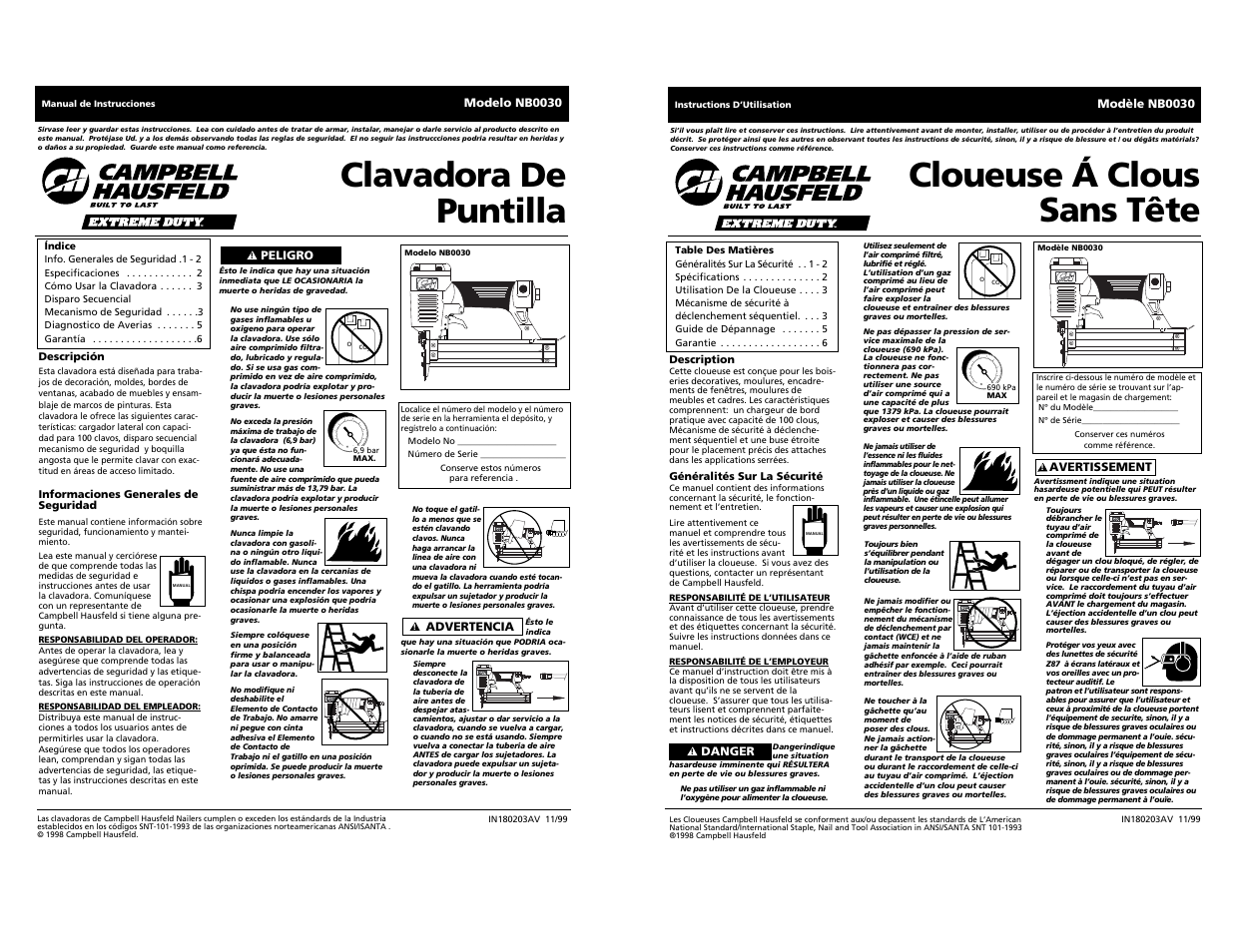 Cloueuse á clous sans tête, Clavadora de puntilla | Campbell Hausfeld NB0030 User Manual | Page 13 / 18