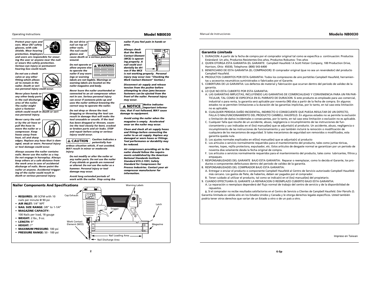 Campbell Hausfeld NB0030 User Manual | Page 2 / 18