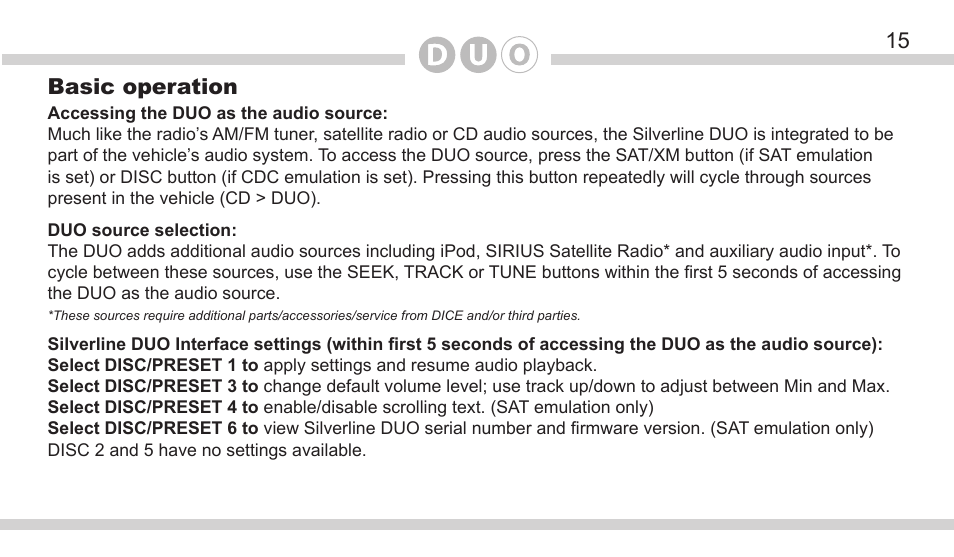15 basic operation | DICE Electronics DOU Honda User Manual | Page 15 / 40