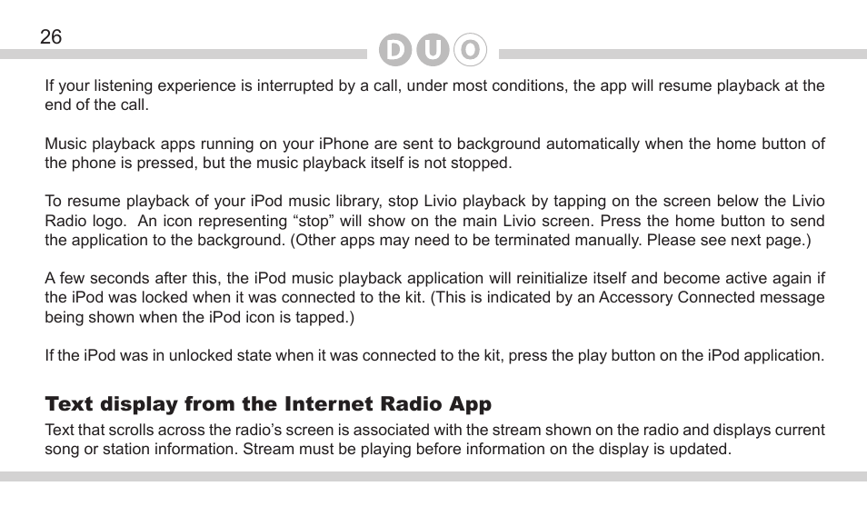 Text display from the internet radio app | DICE Electronics DOU Honda User Manual | Page 26 / 40