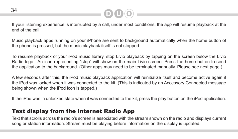 Text display from the internet radio app | DICE Electronics DOU VW User Manual | Page 34 / 48