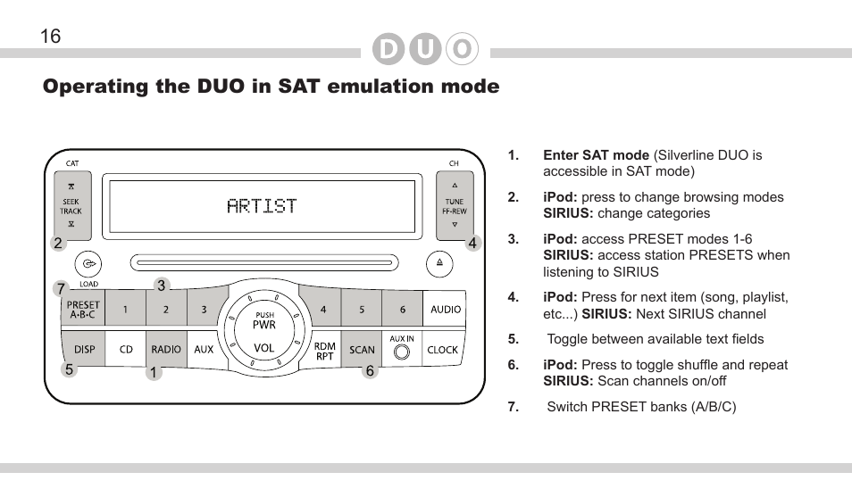 16 operating the duo in sat emulation mode | DICE Electronics DOU Nissan User Manual | Page 16 / 40