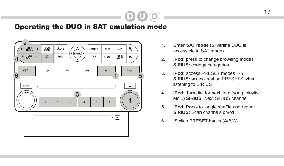 17 operating the duo in sat emulation mode | DICE Electronics DOU Nissan User Manual | Page 17 / 40