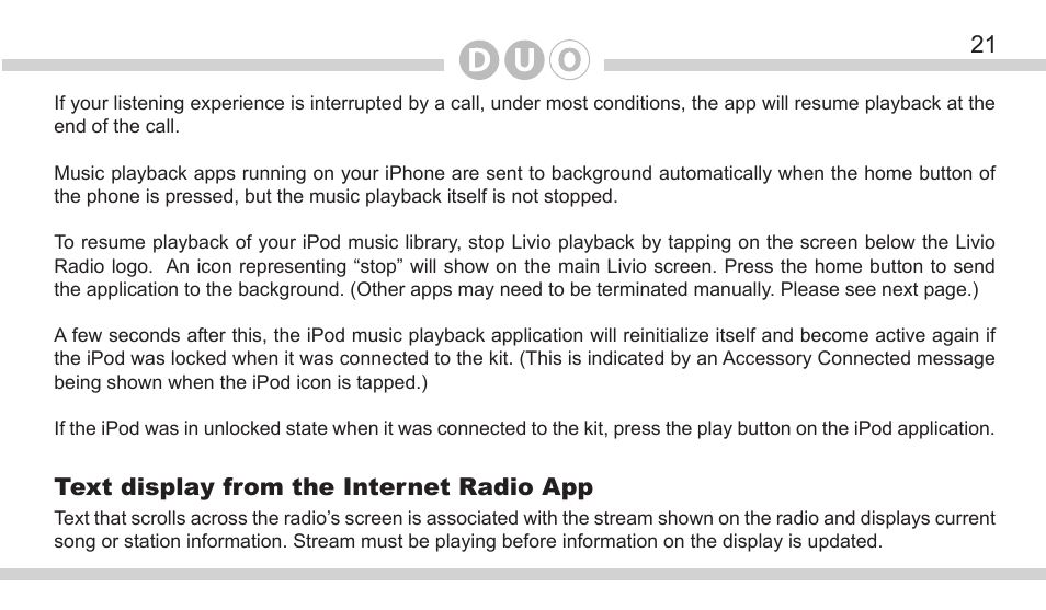 Text display from the internet radio app | DICE Electronics DOU Mazda User Manual | Page 21 / 32