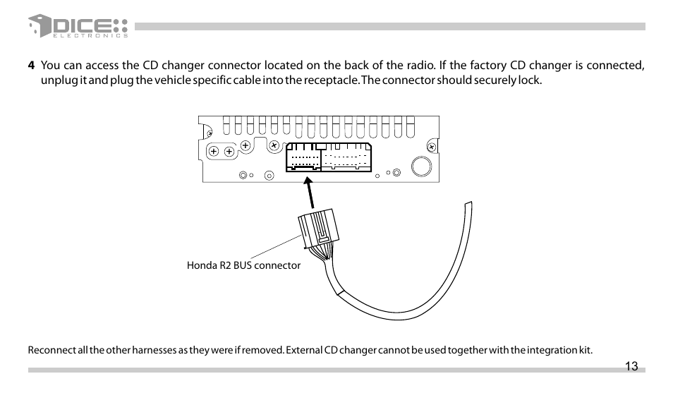 DICE Electronics DICE interface for iPod Honda User Manual | Page 13 / 36