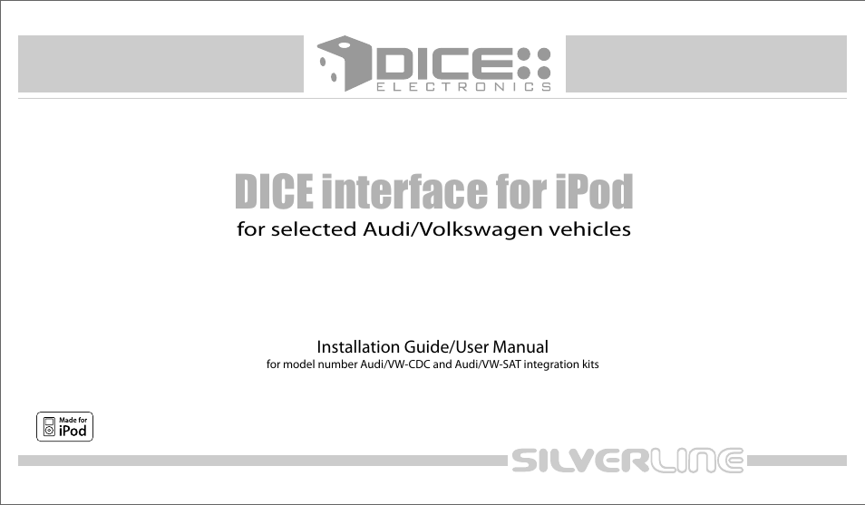 DICE Electronics DICE interface for iPod Volkswagen User Manual | 36 pages