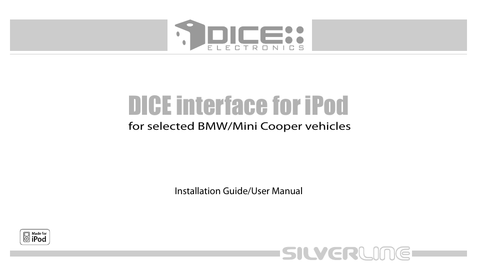 DICE Electronics DICE interface for iPod Mini Cooper User Manual | 24 pages