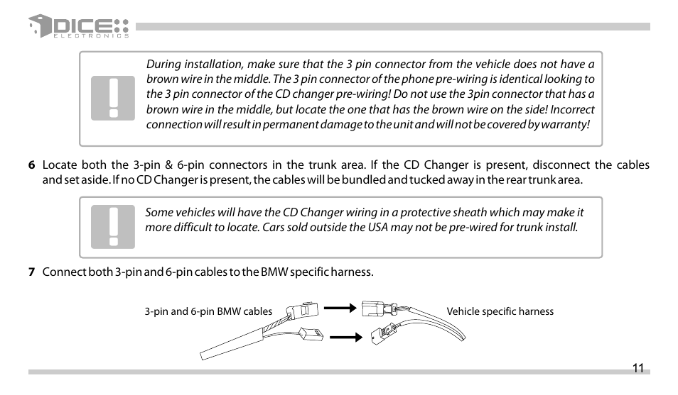 DICE Electronics DICE interface for iPod Mini Cooper User Manual | Page 11 / 24