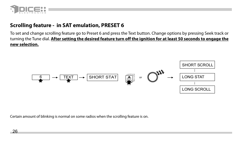 Scrolling feature - in sat emulation, preset 6 | DICE Electronics DICE interface for iPod Scion User Manual | Page 26 / 32
