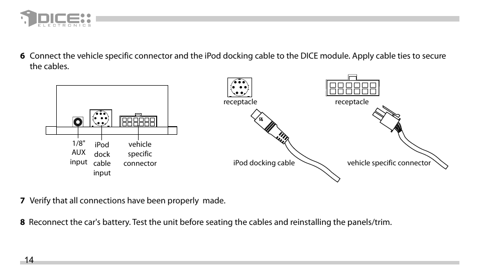 DICE Electronics DICE interface for iPod Mazda User Manual | Page 14 / 36