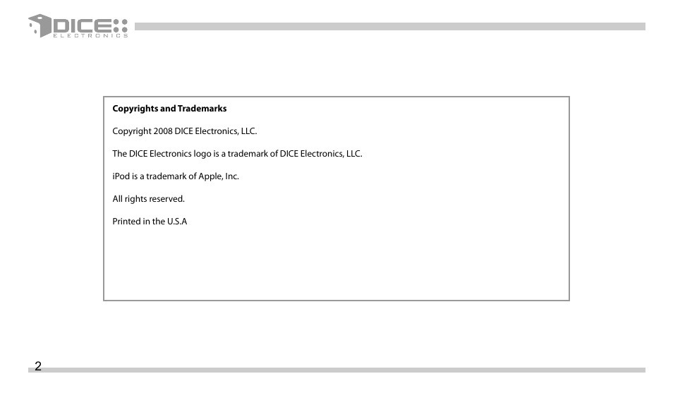 DICE Electronics DICE interface for iPod Mazda User Manual | Page 2 / 36
