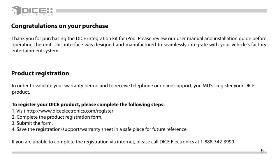 DICE Electronics DICE interface for iPod Mazda User Manual | Page 5 / 36