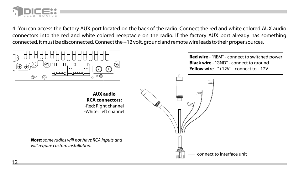 DICE Electronics DICE Auxiliary interface for iPod User Manual | Page 12 / 20