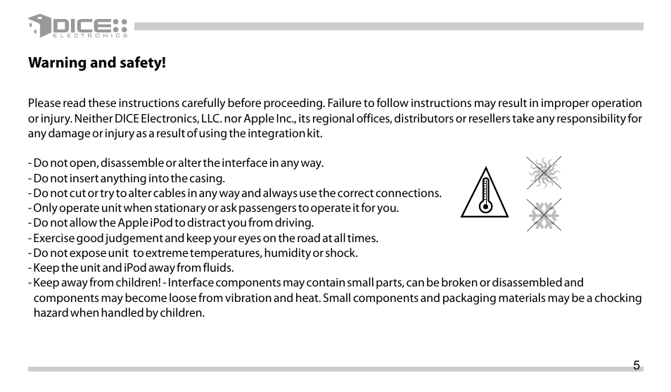 DICE Electronics DICE Auxiliary interface for iPod User Manual | Page 5 / 20