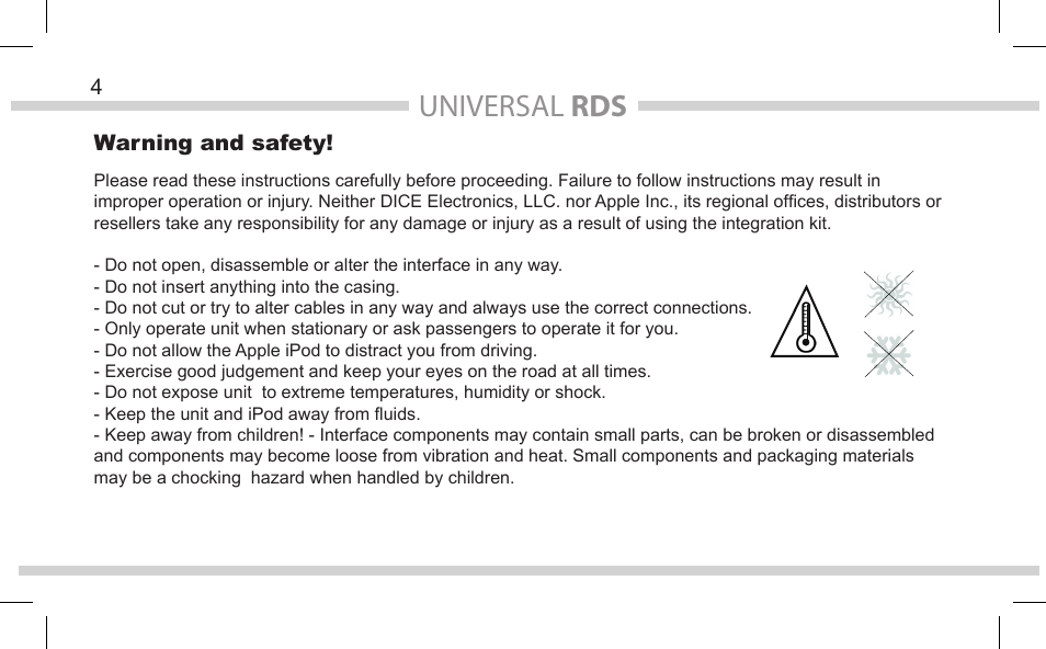 Universal rds | DICE Electronics Universal RDS User Manual | Page 4 / 20