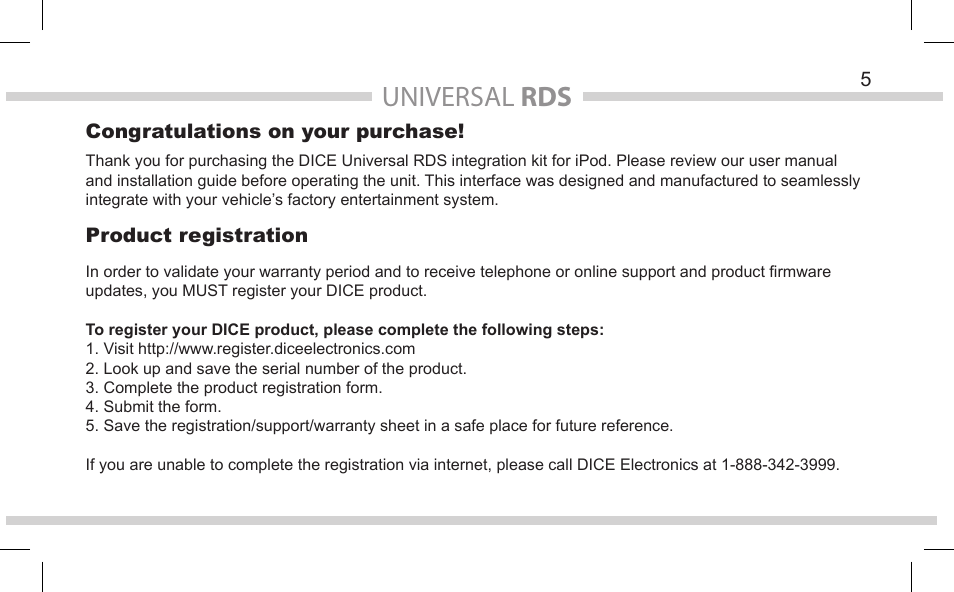 Universal rds | DICE Electronics Universal RDS User Manual | Page 5 / 20