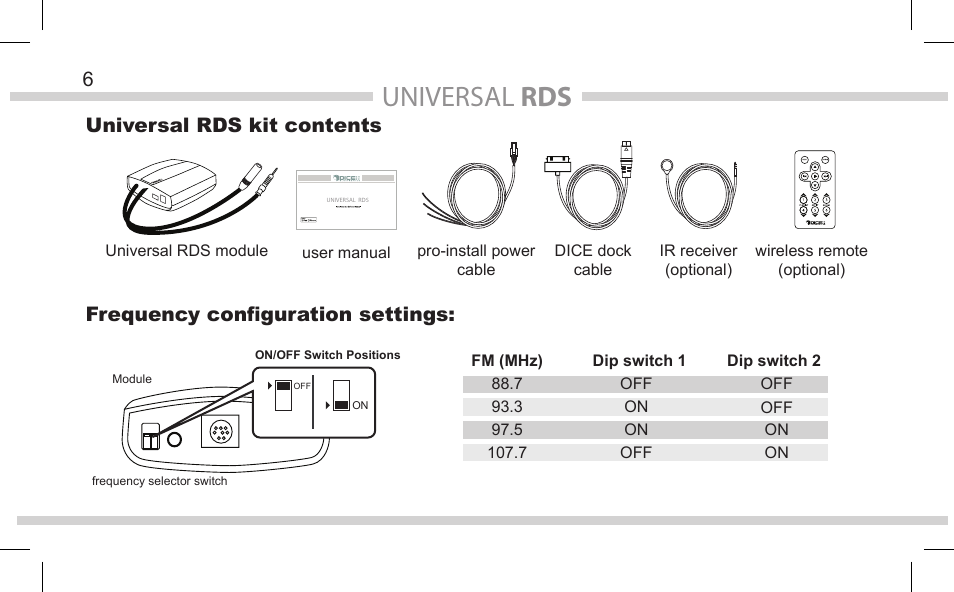 Universal rds | DICE Electronics Universal RDS User Manual | Page 6 / 20