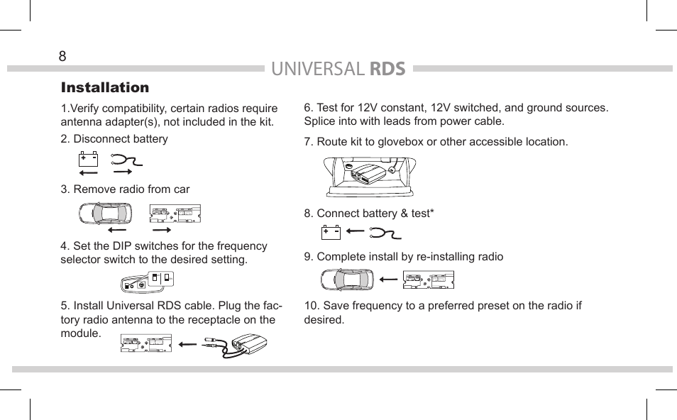 Universal rds, Installation | DICE Electronics Universal RDS User Manual | Page 8 / 20