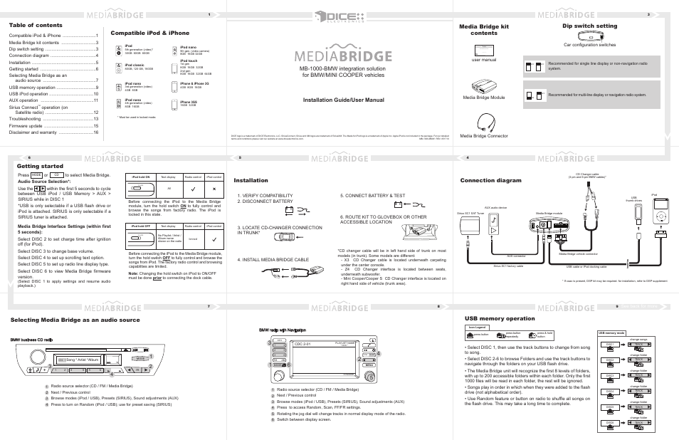 DICE Electronics MediaBridge MB-1000 BMW User Manual | 2 pages