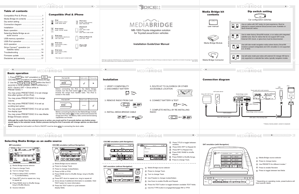 DICE Electronics MediaBridge MB-1000 Toyota User Manual | 2 pages