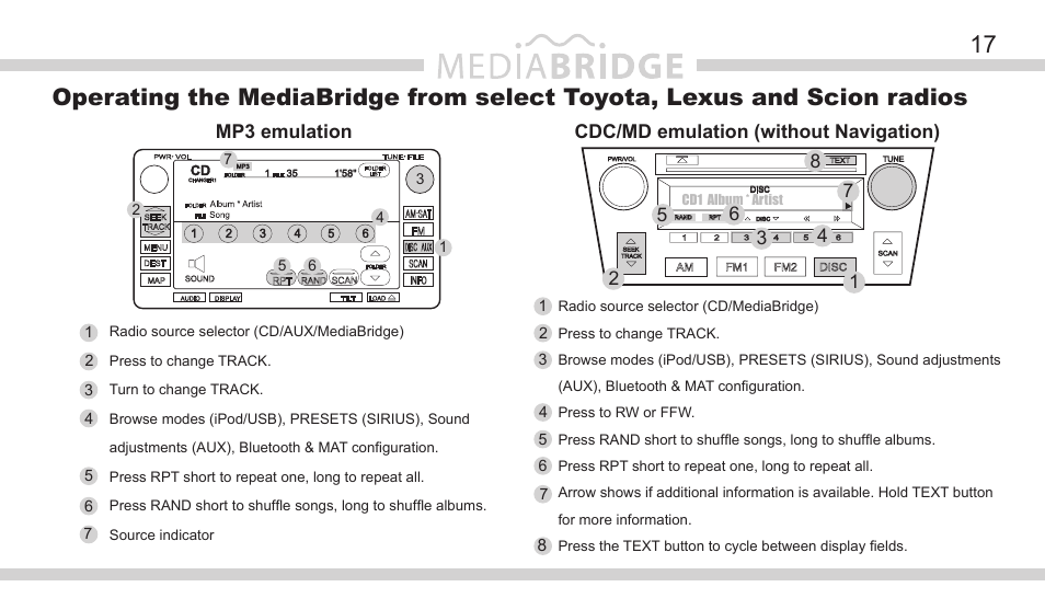 DICE Electronics MediaBridge MB-1500 Toyota User Manual | Page 17 / 40