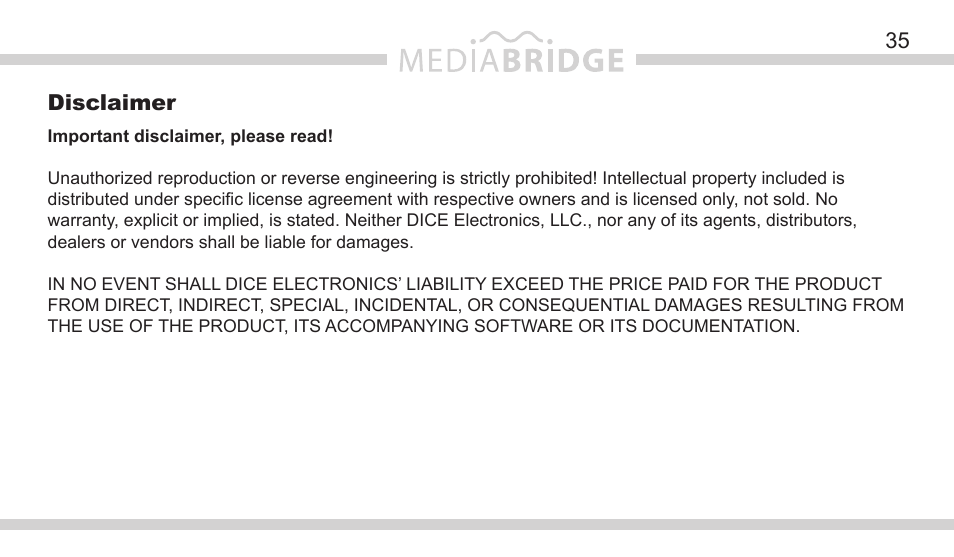 DICE Electronics MediaBridge MB-1500 Toyota User Manual | Page 35 / 40