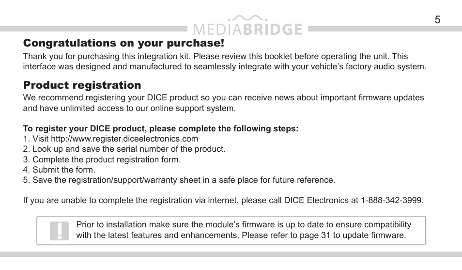 DICE Electronics MediaBridge MB-1500 Toyota User Manual | Page 5 / 40