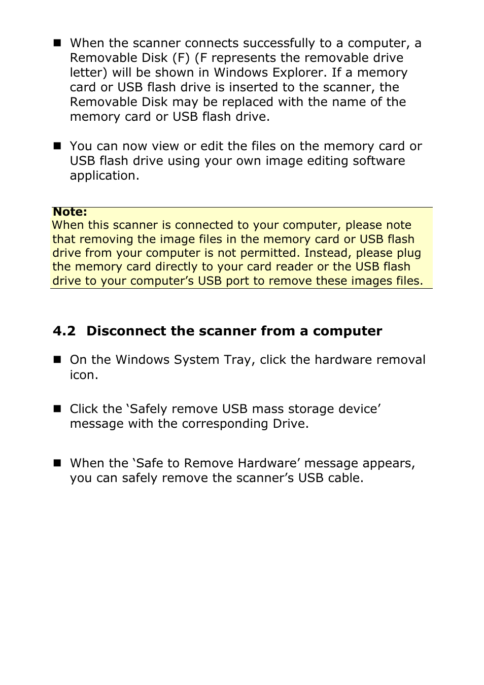 2 disconnect the scanner from a computer | Digiframe DF-SCA401w User Manual | Page 14 / 26