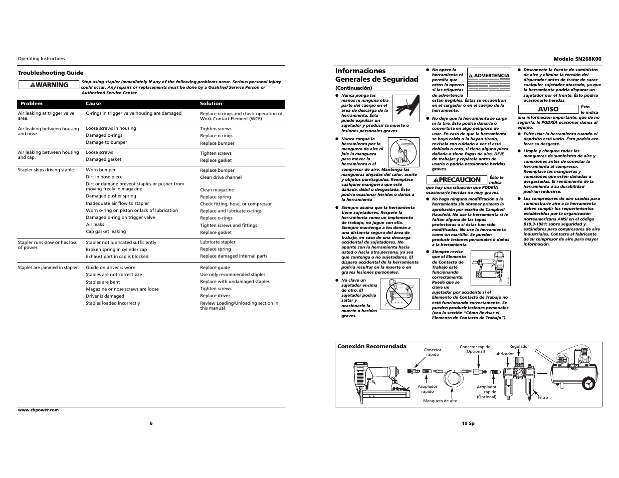O i l | Campbell Hausfeld SN268K00 User Manual | Page 6 / 12