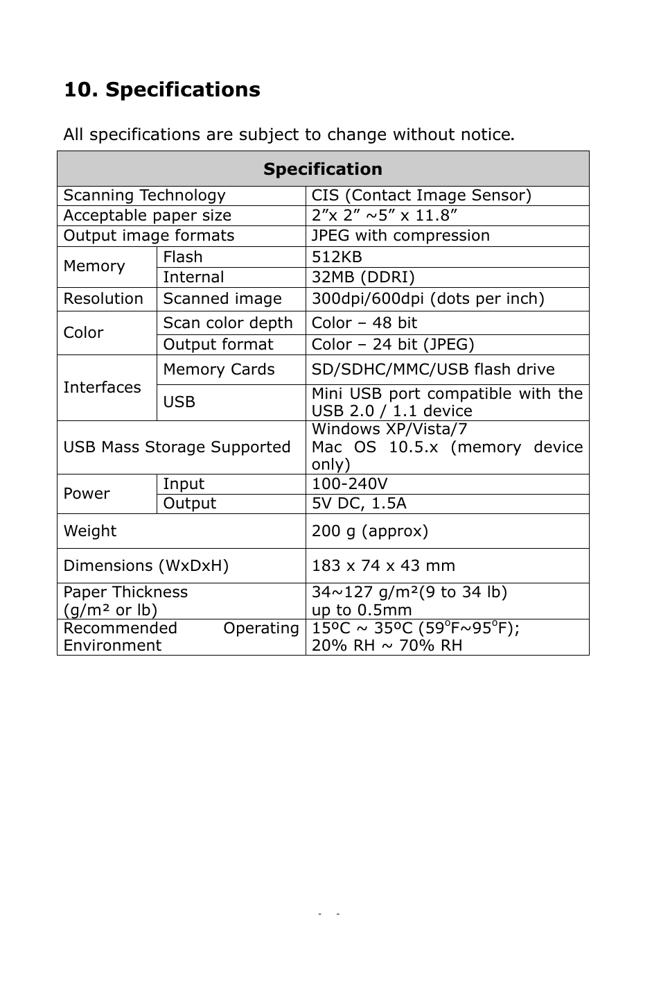 Specifications | Digiframe DF-SC5701 User Manual | Page 22 / 24