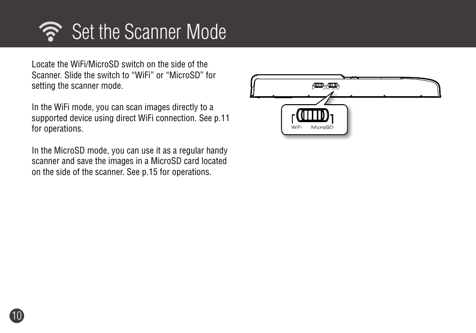 Set the scanner mode | Digiframe DF-SCWF08w User Manual | Page 10 / 20