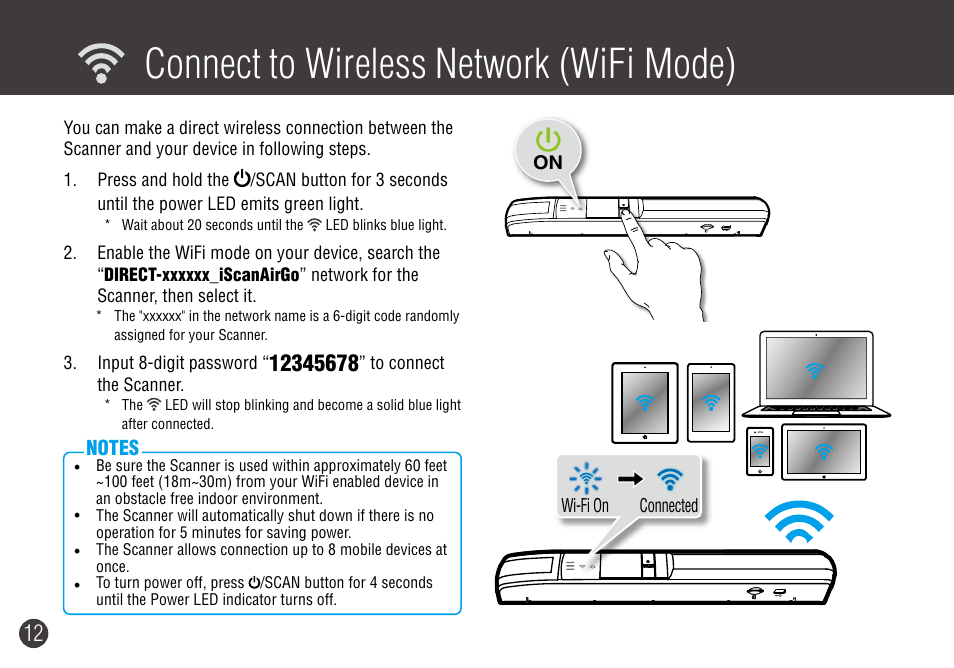 Connect to wireless network (wi-fi mode), Connect to wireless network (wifi mode) | Digiframe DF-SCWF08w User Manual | Page 12 / 20