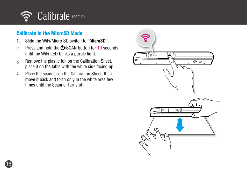 Calibrate in the microsd mode, Calibrate | Digiframe DF-SCWF08w User Manual | Page 18 / 20