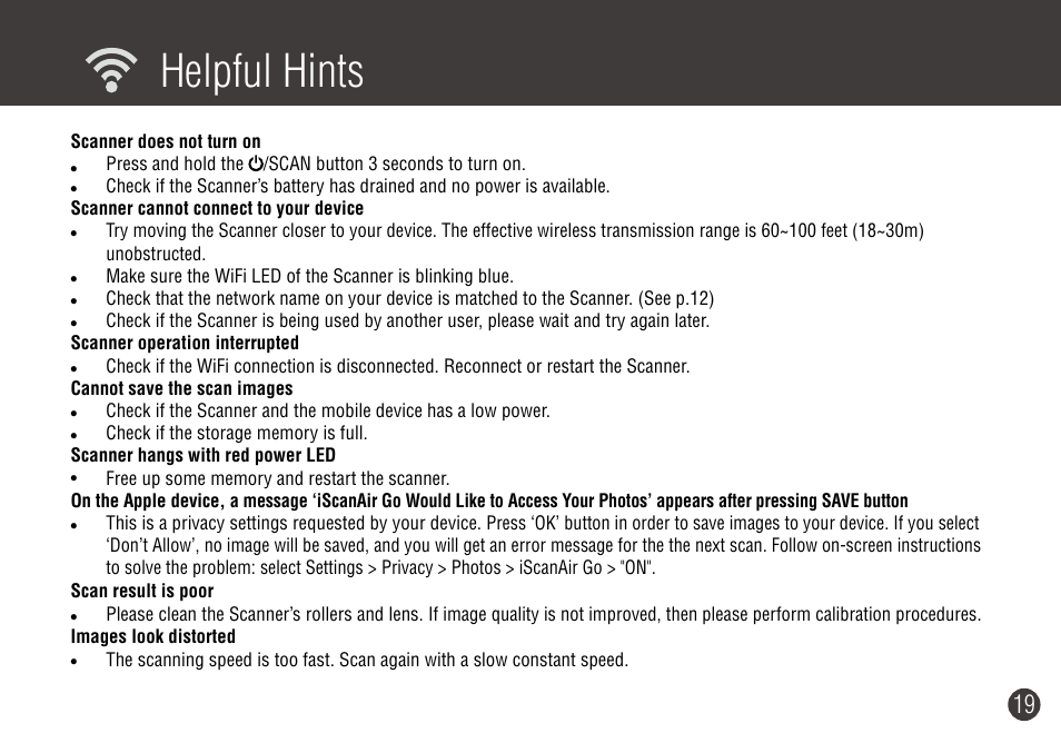 Helpful hints | Digiframe DF-SCWF08w User Manual | Page 19 / 20